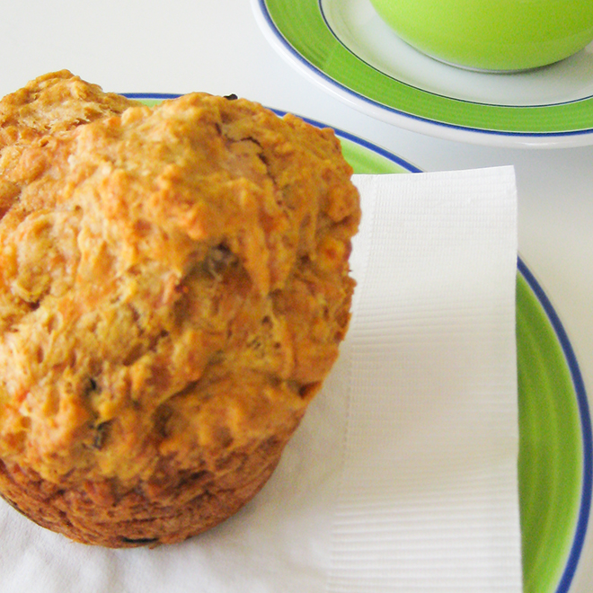 Golden Kumara, Chutney and Cheese Muffins